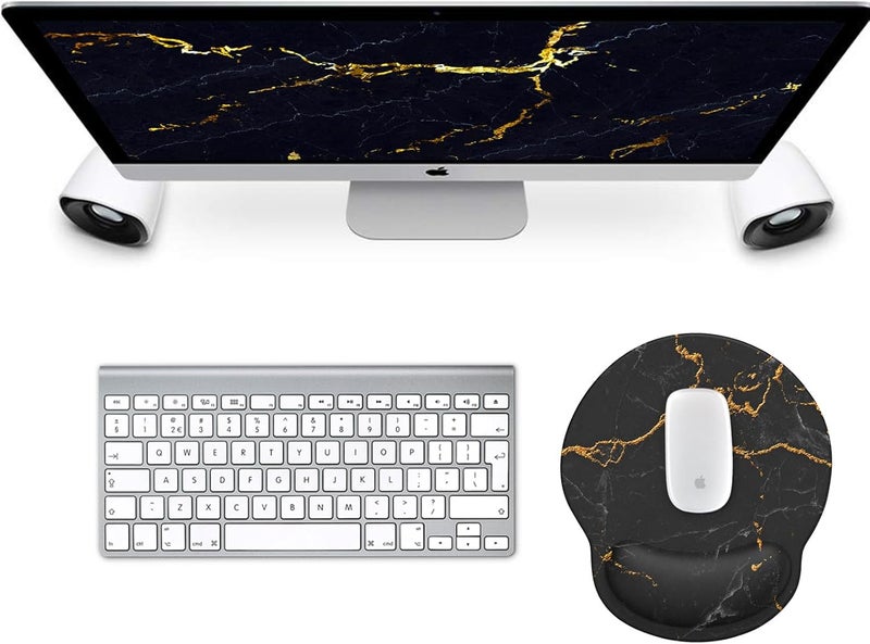 eulps Mouse Pad with Wrist Rest, Comfortable Computer Mousepad with Gel Wrist Support Smooth Surface and Non-Slip PU Base for Pain Relief, Laptop, Office & Home (Black Marble) - Image 2